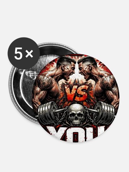 DU gegen DU Machtkampf - Buttons mittel 32 mm (5er Pack) - Weiß
