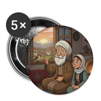 Nasreddin Hodja & His Wife: Domestic Harmony - Buttons medium 1.26"/32 mm (5-pack) - white - Front