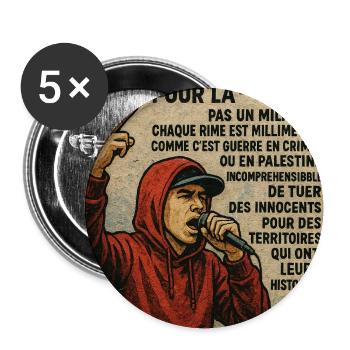 Rap pour la Paix en Hoodie - Lot de 5 moyens badges (32 mm) - blanc - Devant