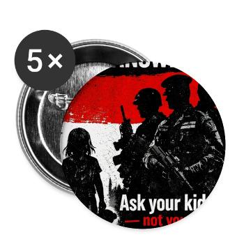 Antikriegs-Silhouettenkind gegen Generäle - Buttons mittel 32 mm (5er Pack) - Weiß - Vorne