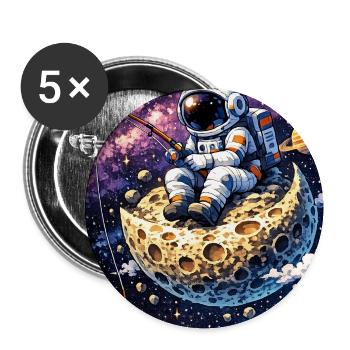 Astralfischen auf dem Mond - Buttons mittel 32 mm (5er Pack) - Weiß - Vorne