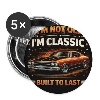 Old School Classic Built to Last - Buttons mittel 32 mm (5er Pack) - Weiß - Vorne