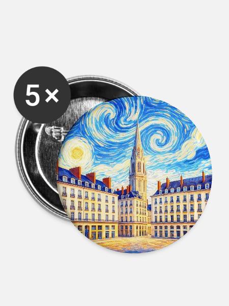 Nantes, Frankreich - Buttons mittel 32 mm (5er Pack) - Weiß