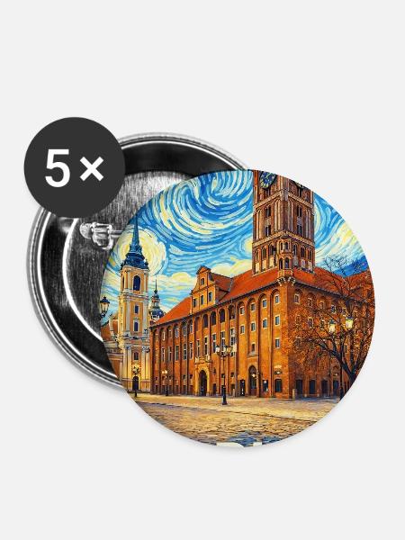 Toruń, Polen - Buttons mittel 32 mm (5er Pack) - Weiß
