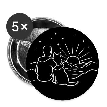 Sonnenaufgang mit Hund  - Buttons mittel 32 mm (5er Pack) - Weiß - Vorne
