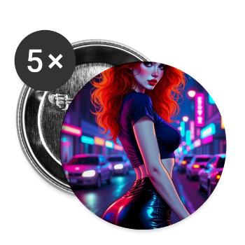 Rothaarige Neonstadt letzte Nacht - Buttons mittel 32 mm (5er Pack) - Weiß - Vorne