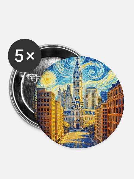 Philadelphia Pennsylvania - Buttons mittel 32 mm (5er Pack) - Weiß