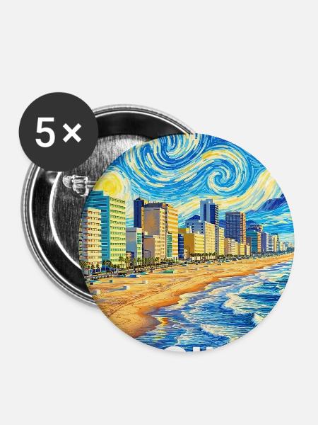 Virginia Beach - Buttons mittel 32 mm (5er Pack) - Weiß