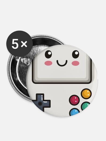 Niedliche Spielkonsole - Buttons mittel 32 mm (5er Pack) - Weiß