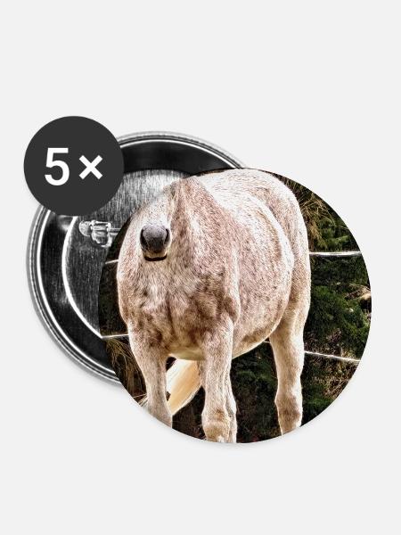 Apfelschimmel Pferd Porträt Poster - Buttons mittel 32 mm (5er Pack) - Weiß