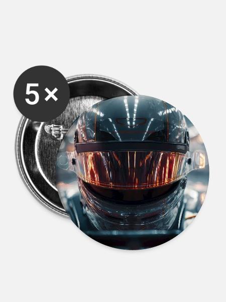 Neon Racer Helm - Buttons mittel 32 mm (5er Pack) - Weiß
