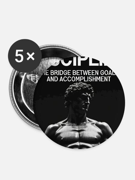 Disziplin Brücke Zielerreichung - Buttons mittel 32 mm (5er Pack) - Weiß