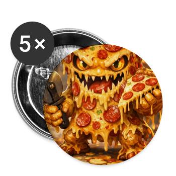 Cheese Pizza Monster - Buttons medium 1.26"/32 mm (5-pack) - white - Front