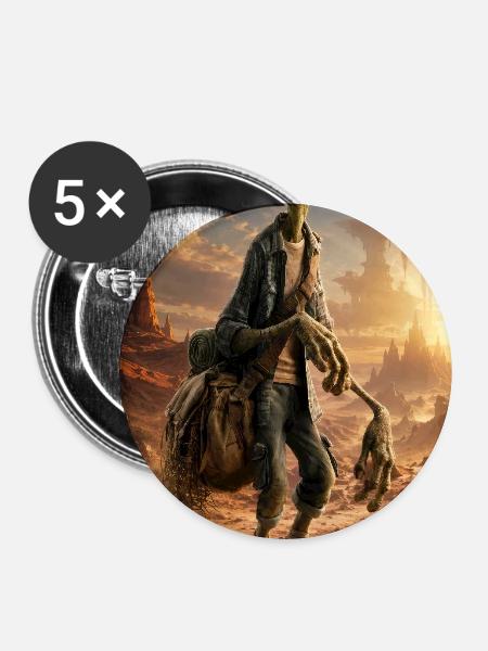 Staubiger Anhalter in Dunes - Buttons mittel 32 mm (5er Pack) - Weiß