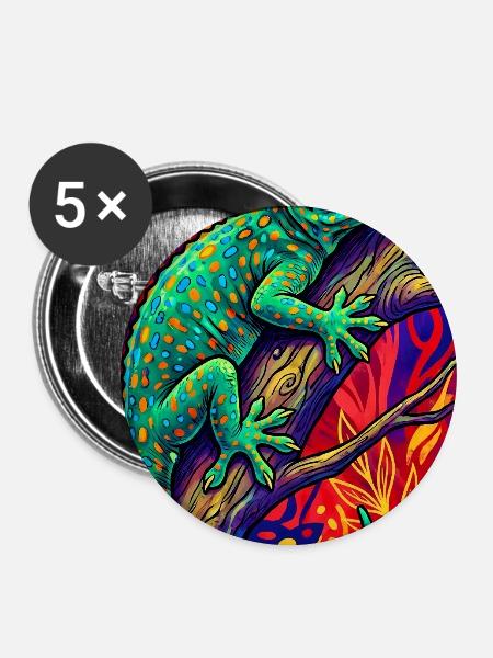 Gecko - Buttons mittel 32 mm (5er Pack) - Weiß