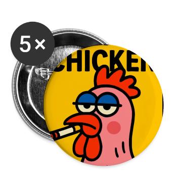 Rebel Hen with Cigarette - Buttons medium 1.26"/32 mm (5-pack) - white - Front