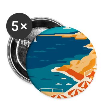 Marseille Côte Azur Plage - Lot de 5 moyens badges (32 mm) - blanc - Devant