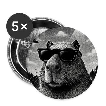Capybara with sunglasses and UFOs - Buttons medium 1.26"/32 mm (5-pack) - white - Front
