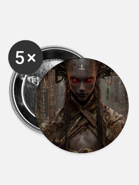 Karmesinhornige Geist-Ritual - Buttons mittel 32 mm (5er Pack) - Weiß