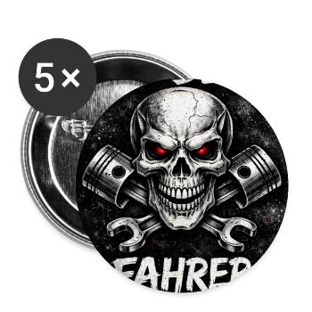 Böser Fahrer Skull - Buttons mittel 32 mm (5er Pack) - Weiß - Vorne