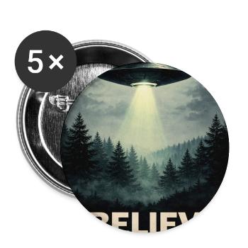 I Believe: UFO Over Forest - Buttons medium 1.26"/32 mm (5-pack) - white - Front
