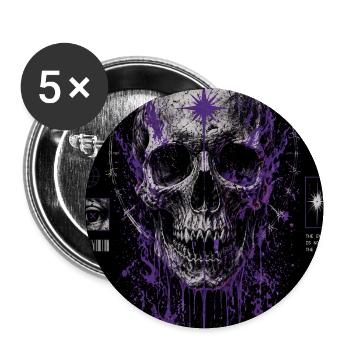 Purple Cosmic Skull Glyphs - Buttons medium 1.26"/32 mm (5-pack) - white - Front