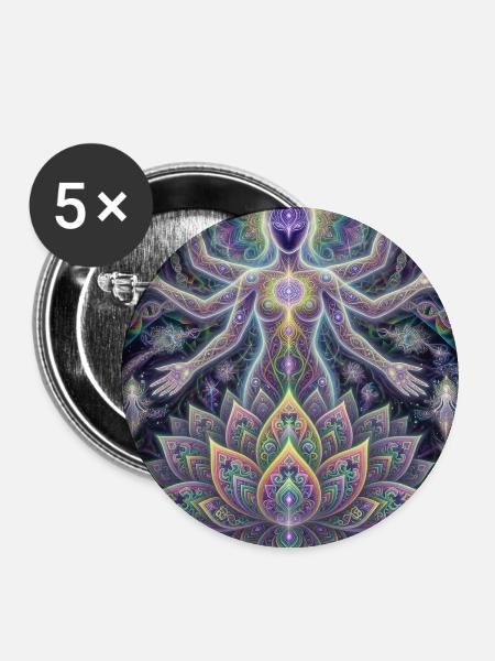 Erleuchtete Mandala-Aura - Buttons mittel 32 mm (5er Pack) - Weiß
