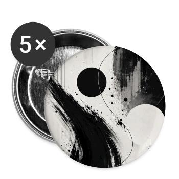 Abstraction noir et blanc orbites - Lot de 5 moyens badges (32 mm) - blanc - Devant