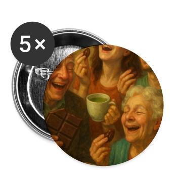 Freudige Familie beim Schokoessen - Buttons mittel 32 mm (5er Pack) - Weiß - Vorne