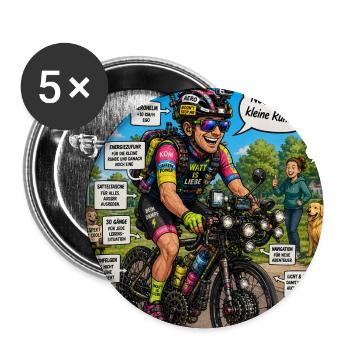 Der Radfahrer – nur noch eine kleine Runde - Buttons mittel 32 mm (5er Pack) - Weiß - Vorne