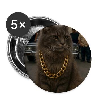 Gangsta Cat - Buttons mittel 32 mm (5er Pack) - Weiß - Vorne