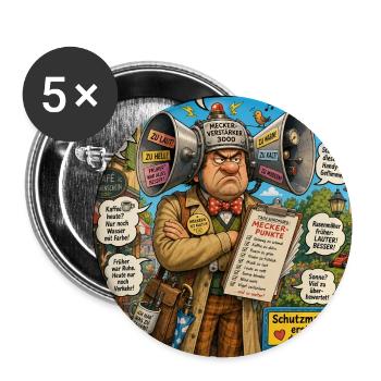 Meckerfritze – Der Nörgler mit Humor im Alltag - Buttons mittel 32 mm (5er Pack) - Weiß - Vorne