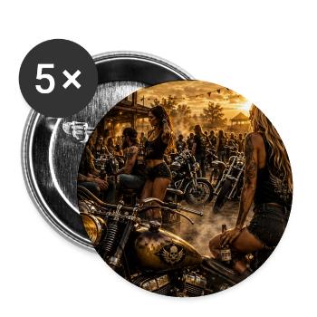 Dames motardes - Lot de 5 moyens badges (32 mm) - blanc - Devant