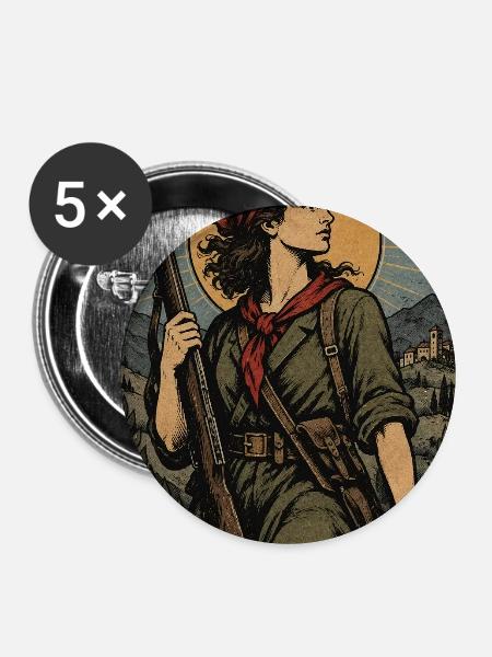 la_partigiana - Buttons mittel 32 mm (5er Pack) - Weiß