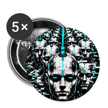 Simulation der Konformität Bot Armee - Buttons mittel 32 mm (5er Pack) - Weiß - Vorne
