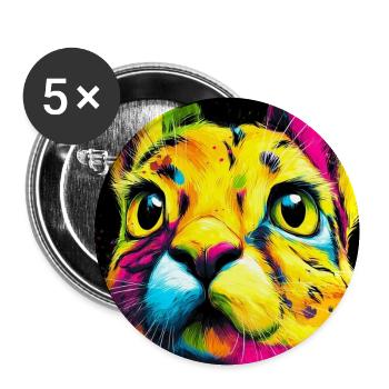 Bunter Hasenkopf  Pop-Art - Buttons mittel 32 mm (5er Pack) - Weiß - Vorne