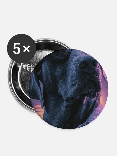 Neon-Vaporwave Hund - Buttons mittel 32 mm (5er Pack) - Weiß