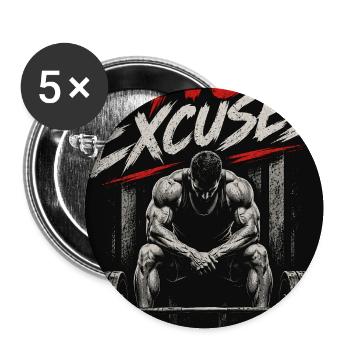 Keine Ausreden Krafttraining Motivator - Buttons mittel 32 mm (5er Pack) - Weiß - Vorne