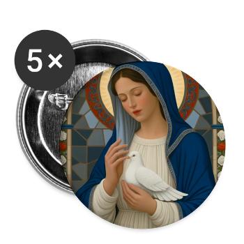 MARY MIT TAUBE - Buttons mittel 32 mm (5er Pack) - Weiß - Vorne