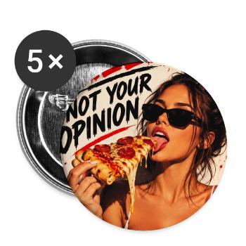 Pizza statt Meinung – Statement - Buttons mittel 32 mm (5er Pack) - Weiß - Vorne