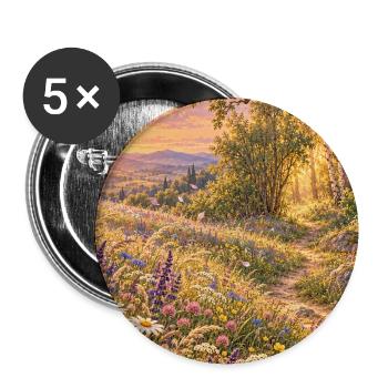 Wildblumen im goldenen Abendlicht - Buttons mittel 32 mm (5er Pack) - Weiß - Vorne