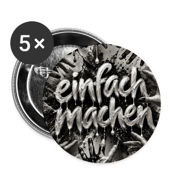 Einfach Machen – Handmotiv Kraft - Buttons mittel 32 mm (5er Pack) - Weiß - Vorne
