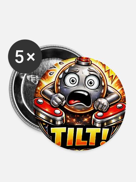 Tilt Explosiver Flipper Pinball - Buttons mittel 32 mm (5er Pack) - Weiß