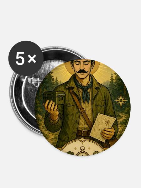 Cache-Sucher | GPS-Schatzsuche Tarot - Buttons mittel 32 mm (5er Pack) - Weiß