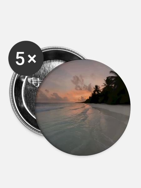 Sonnenuntergang am Palmenstrand - Buttons mittel 32 mm (5er Pack) - Weiß