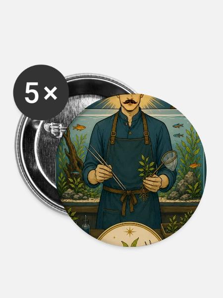 Aquaristik-Fan | Aquarium Tarot - Buttons mittel 32 mm (5er Pack) - Weiß