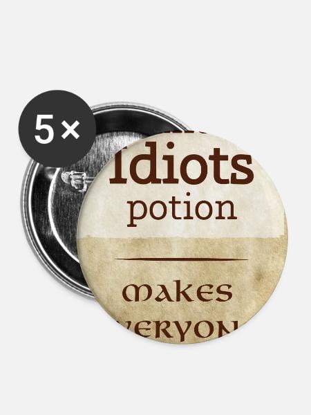anti Idiots - Buttons mittel 32 mm (5er Pack) - Weiß