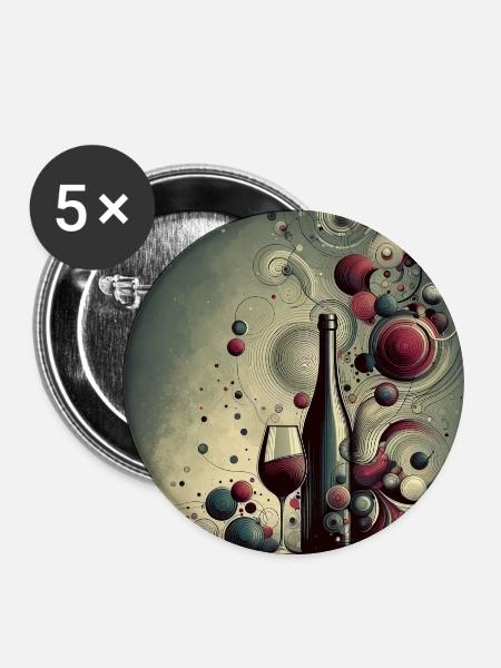 Wein 1 2 - Buttons mittel 32 mm (5er Pack) - Weiß