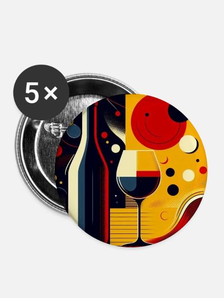 Wein 2 1 - Buttons mittel 32 mm (5er Pack) - Weiß