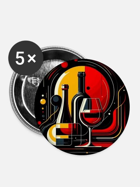Wein 2 4 - Buttons mittel 32 mm (5er Pack) - Weiß